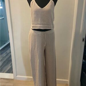 Women's Cream Crochet 2 piece set